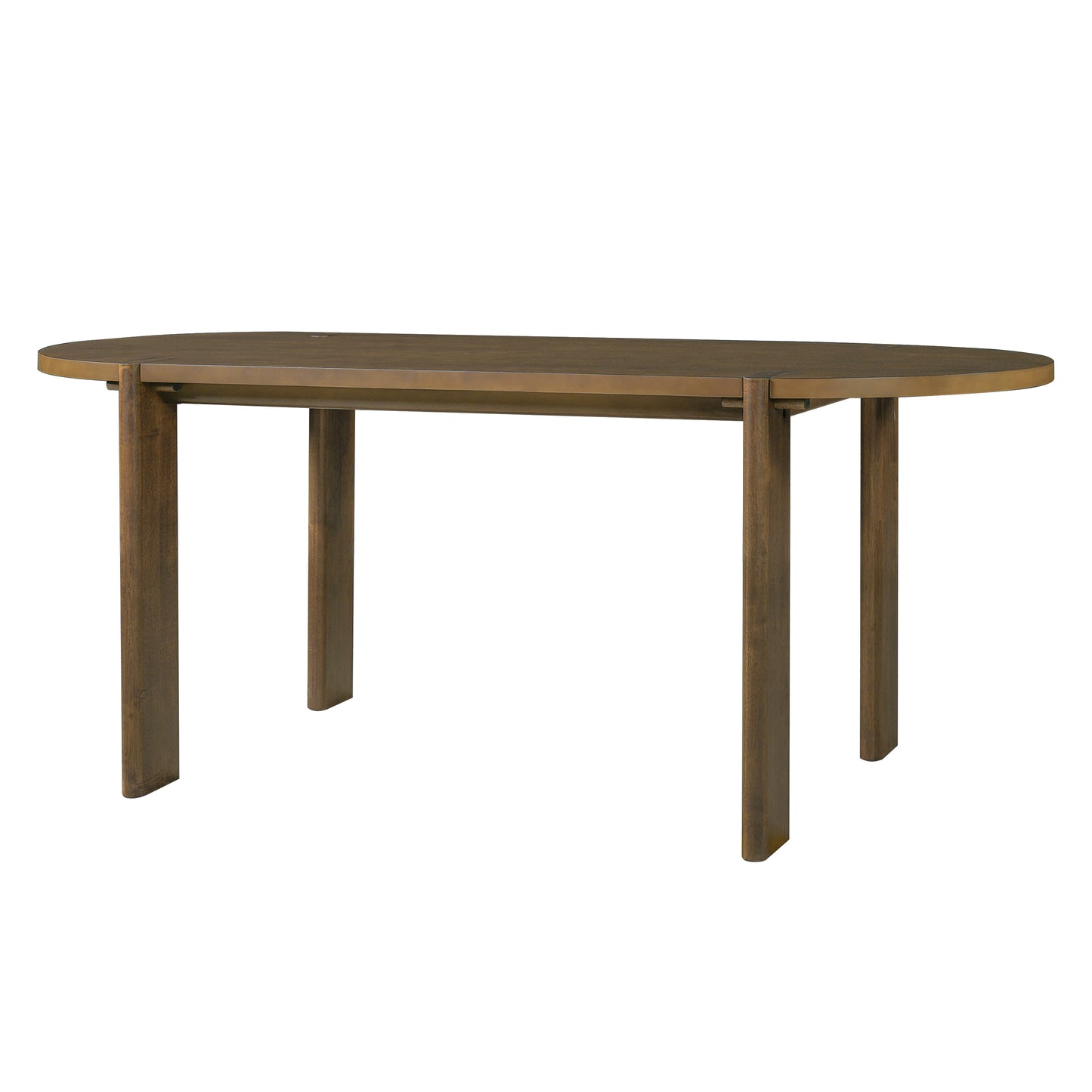 6-Person Oval Dining Table Set Walnut Beige Wood Kitchen Table