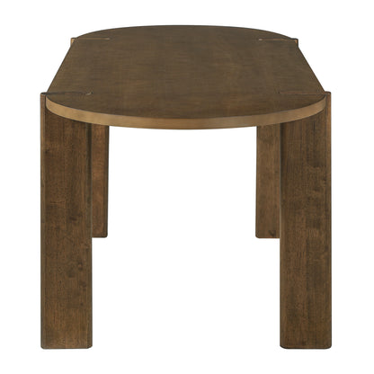 6-Person Oval Dining Table Set Walnut Beige Wood Kitchen Table