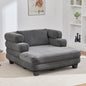 Oversized Chaise Lounge 52.4" Modern Comfy Lounger Chenille Upholstered Sofa Bed with Deep Seat and Layered Armrests for Living Room or Bedroom, Grey