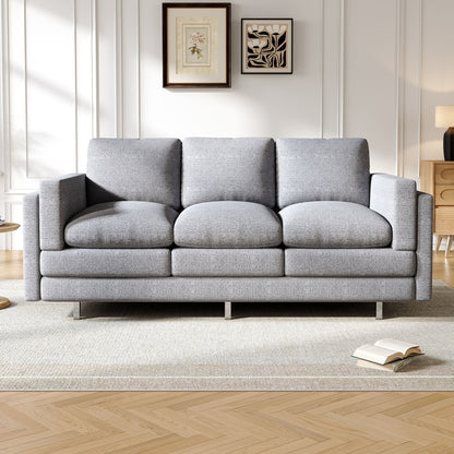 Modern 3-seater Sofa 79.5" Sofa Couch Upholstered Sofa with Dual-layer Seat Cushions for Living Room, Light Grey