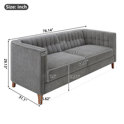 Grey 3-Seat Chenille Sofa - Modern American Couch