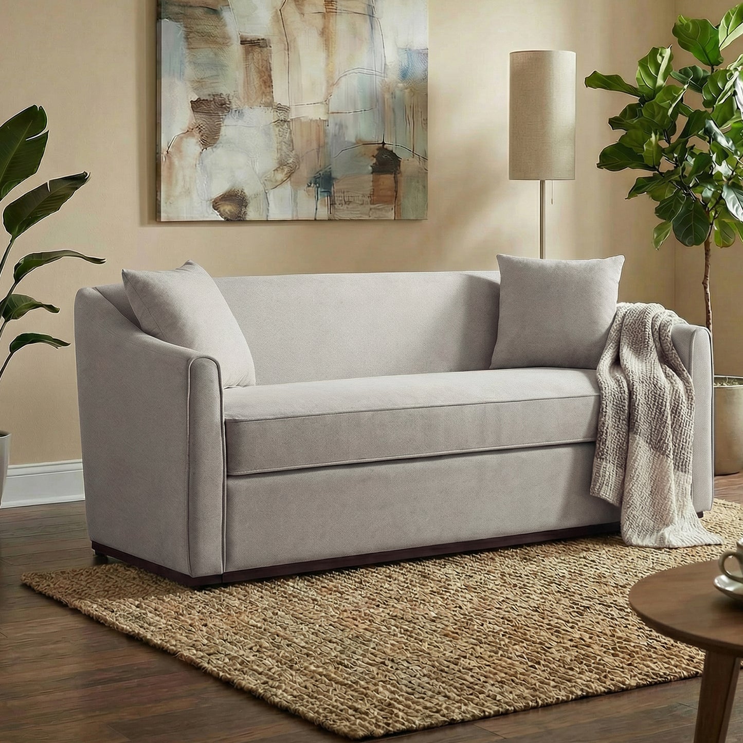 Modern 3-Seater Sofa 75.78" Sofa Couch Upholstered Sofa With Throw Pillows for Living Room, Grey
