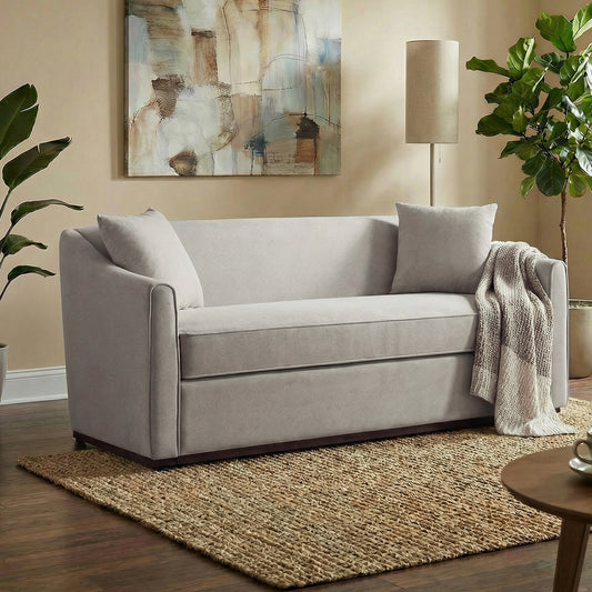 Modern 3-Seater Sofa 75.78" Sofa Couch Upholstered Sofa With Throw Pillows for Living Room, Grey