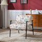 27.56" Modern Accent Chair with Plush Cushions, Minimalist Metal Frame, and Wooden Armrest Design – Perfect for Cozy Living Room, Bedroom, or Office Seating
