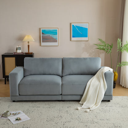 81'' Modern Square Arm Sofa with Soft Velvet Upholstery, Deep Cushions, and Sturdy Legs in Gray for Living Room or Bedroom"