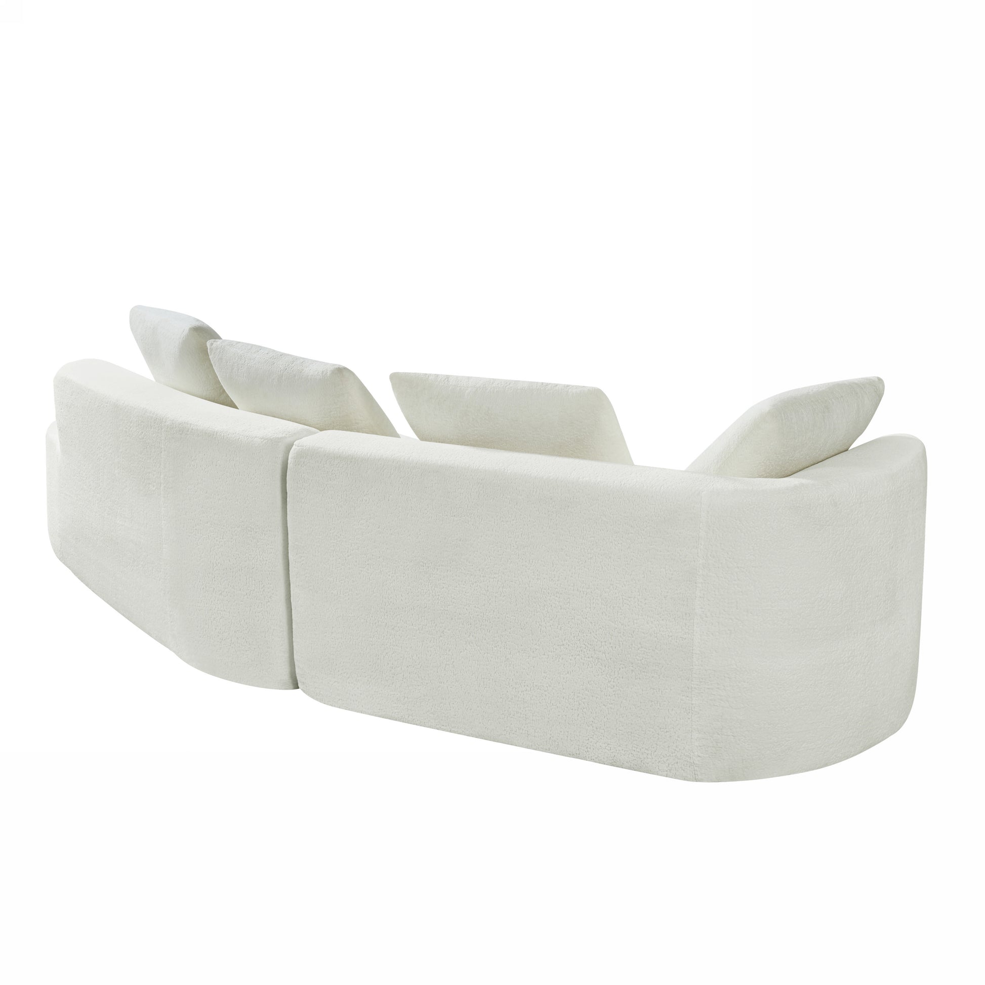 116" Beige Polyester Sectional Sofa - 3 Seat Chaise Lounge