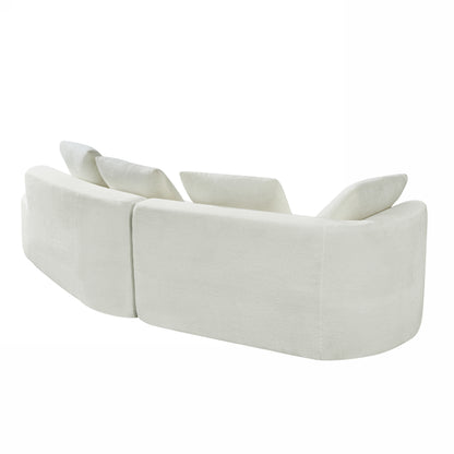 116" Beige Polyester Sectional Sofa - 3 Seat Chaise Lounge