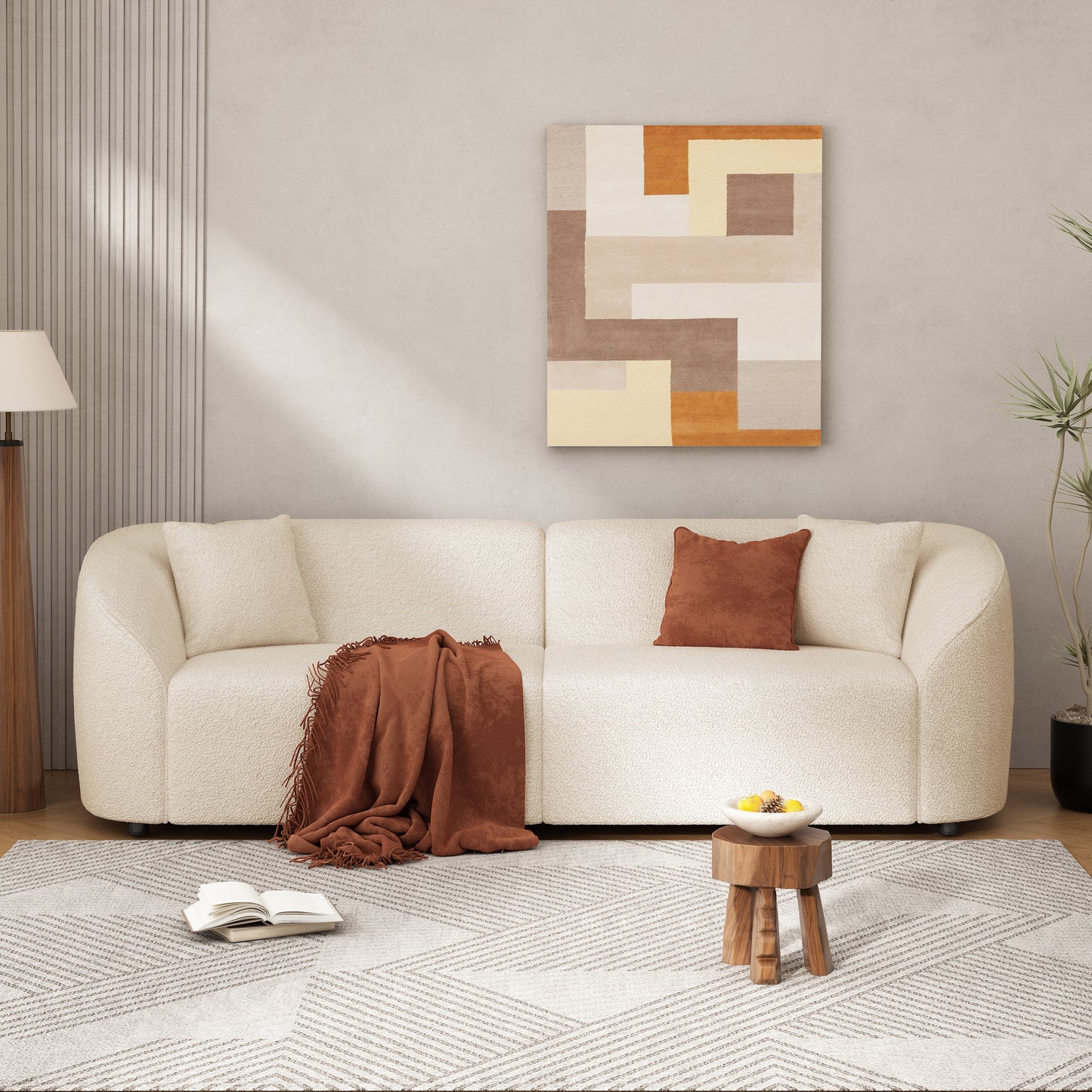 87" Curved Contemporary Sofa in Beige: Plush Seating, Streamlined Design, and Durable Frame – Ideal for Stylish Living Spaces