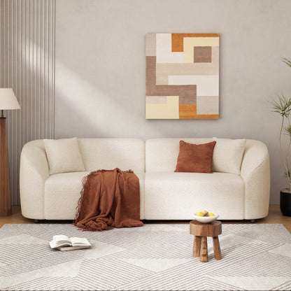 87" Curved Contemporary Sofa in Beige: Plush Seating, Streamlined Design, and Durable Frame – Ideal for Stylish Living Spaces