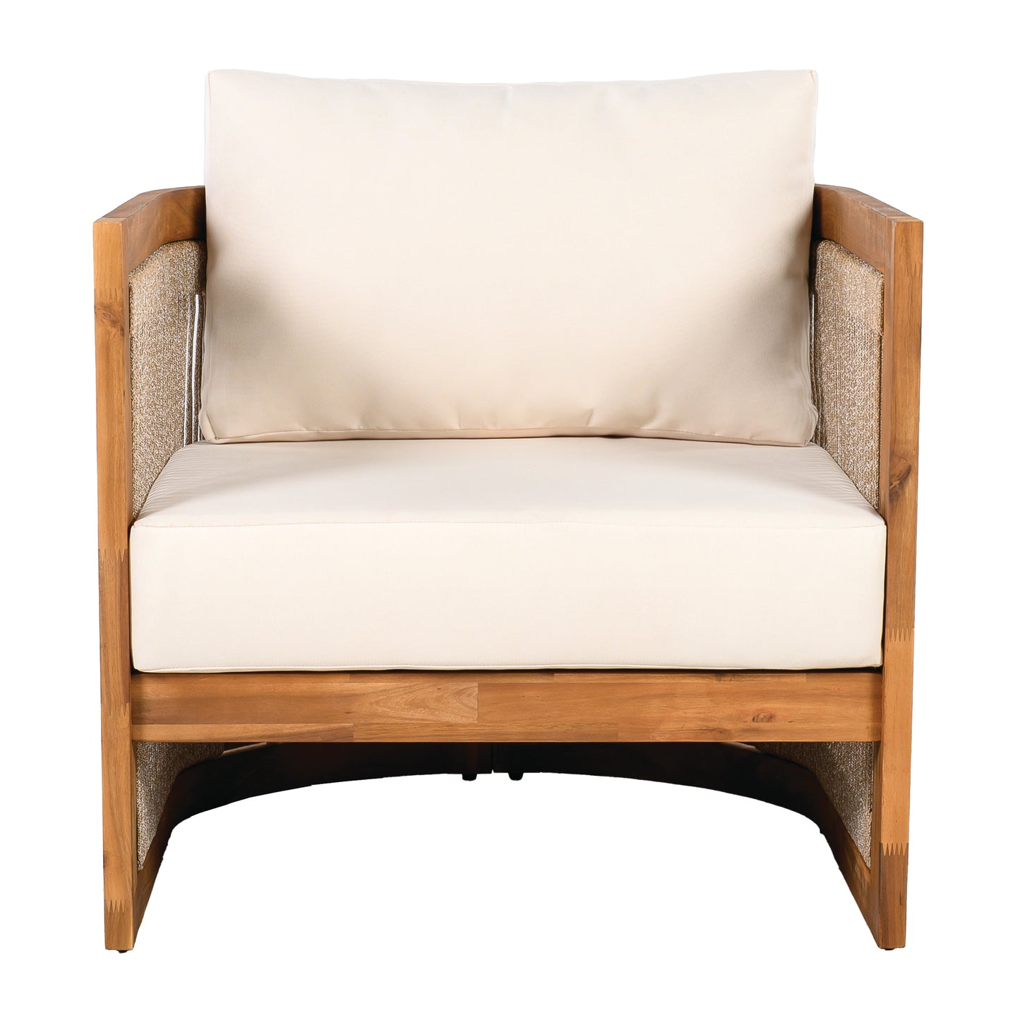 Curved Outdoor Patio Seating Set in Beige Natural Wood