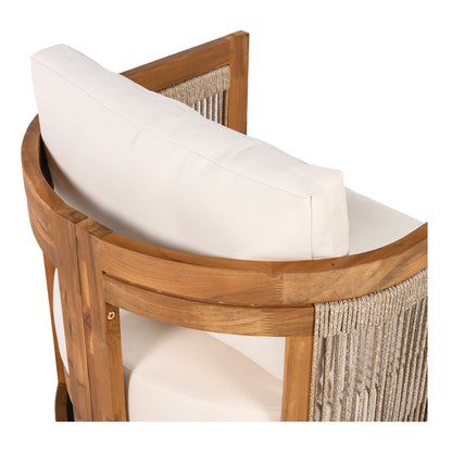 Curved Outdoor Patio Seating Set in Beige Natural Wood