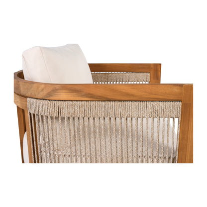 Curved Outdoor Patio Seating Set in Beige Natural Wood