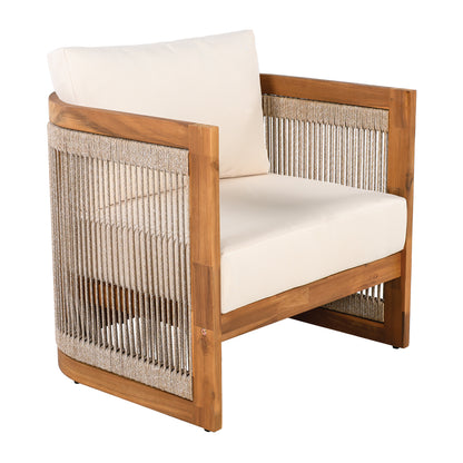 Curved Outdoor Patio Seating Set in Beige Natural Wood