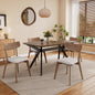 5-Pieces Upholstered Dining Set With Rubberwood Frame, Light beige+Walnut+Black