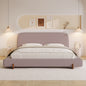 Unique Design, Pink Velvet and Solid Wood Legs Upholstered Bed Frame, King