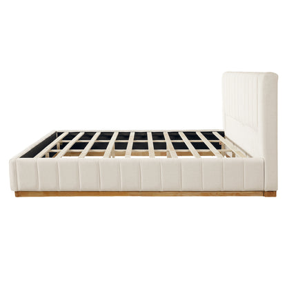 King Size Beige Wood Bed Frame - Modern Bedroom