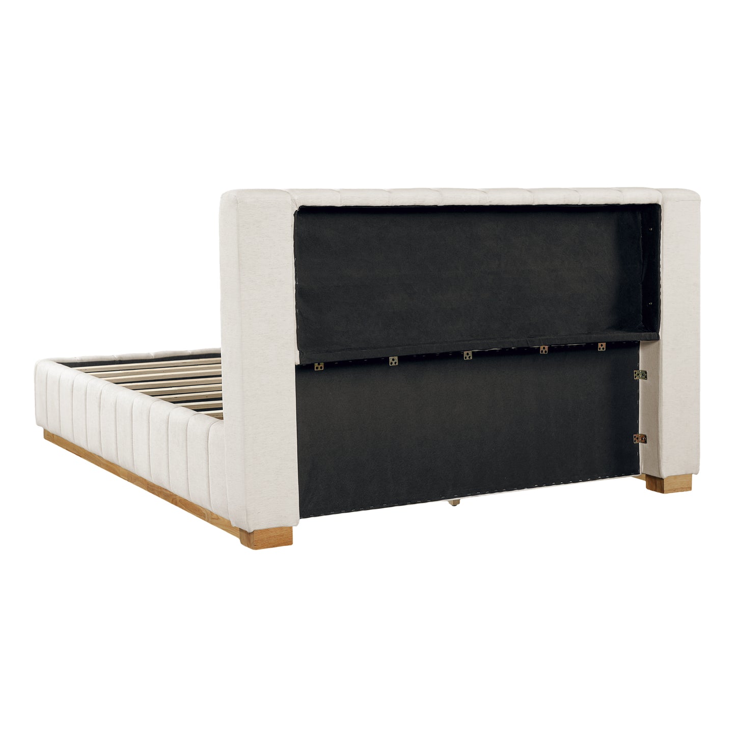 King Size Beige Wood Bed Frame - Modern Bedroom