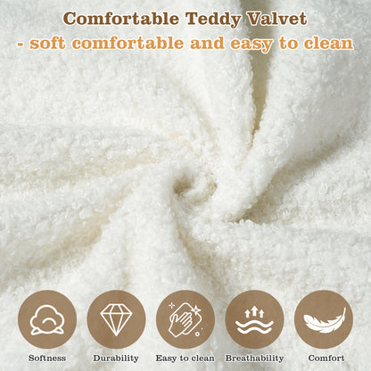 King Size Cream Teddy Fleece Bed Frame - Curved Headboard