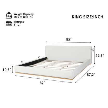 King Size White Velvet Upholstered Bed Frame