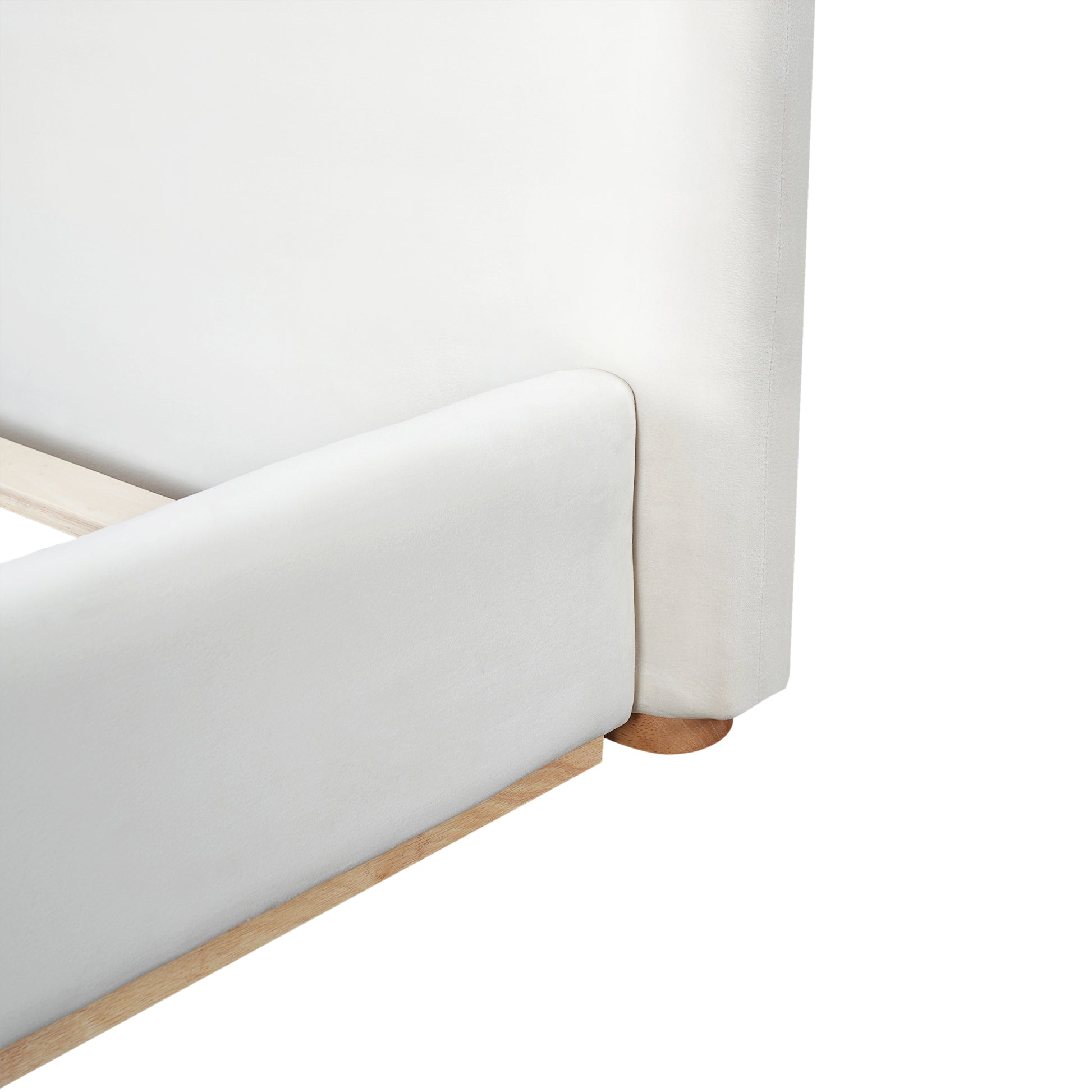 King Size White Velvet Upholstered Bed Frame