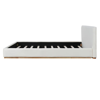 King Size White Velvet Upholstered Bed Frame