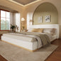 Elegant Upholstered Bed With Solid Wood Frame, Unlocking A New Experience Of Comfortable Sleeping, King, White