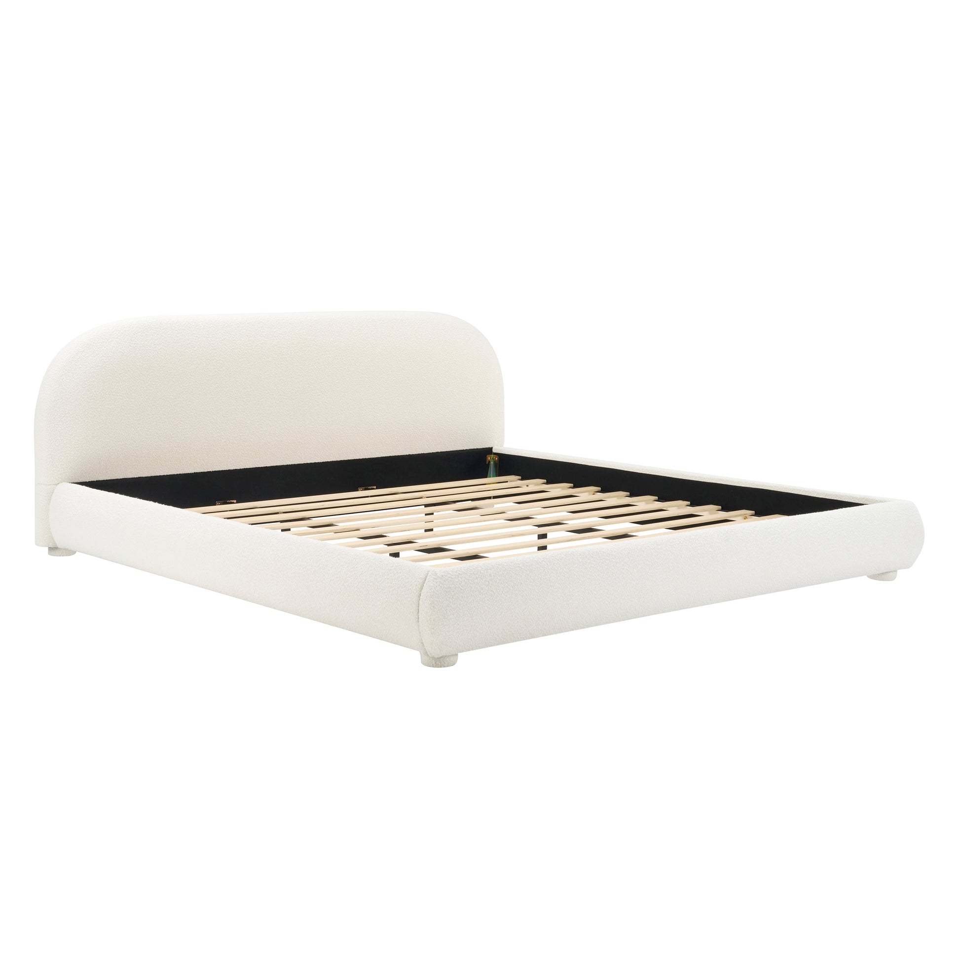 King Cream Fabric Bed Frame - Modern Bedroom Style