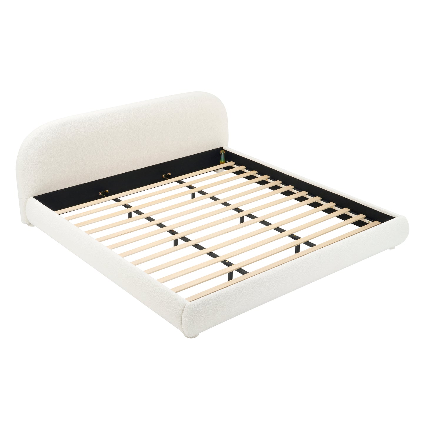 King Cream Fabric Bed Frame - Modern Bedroom Style