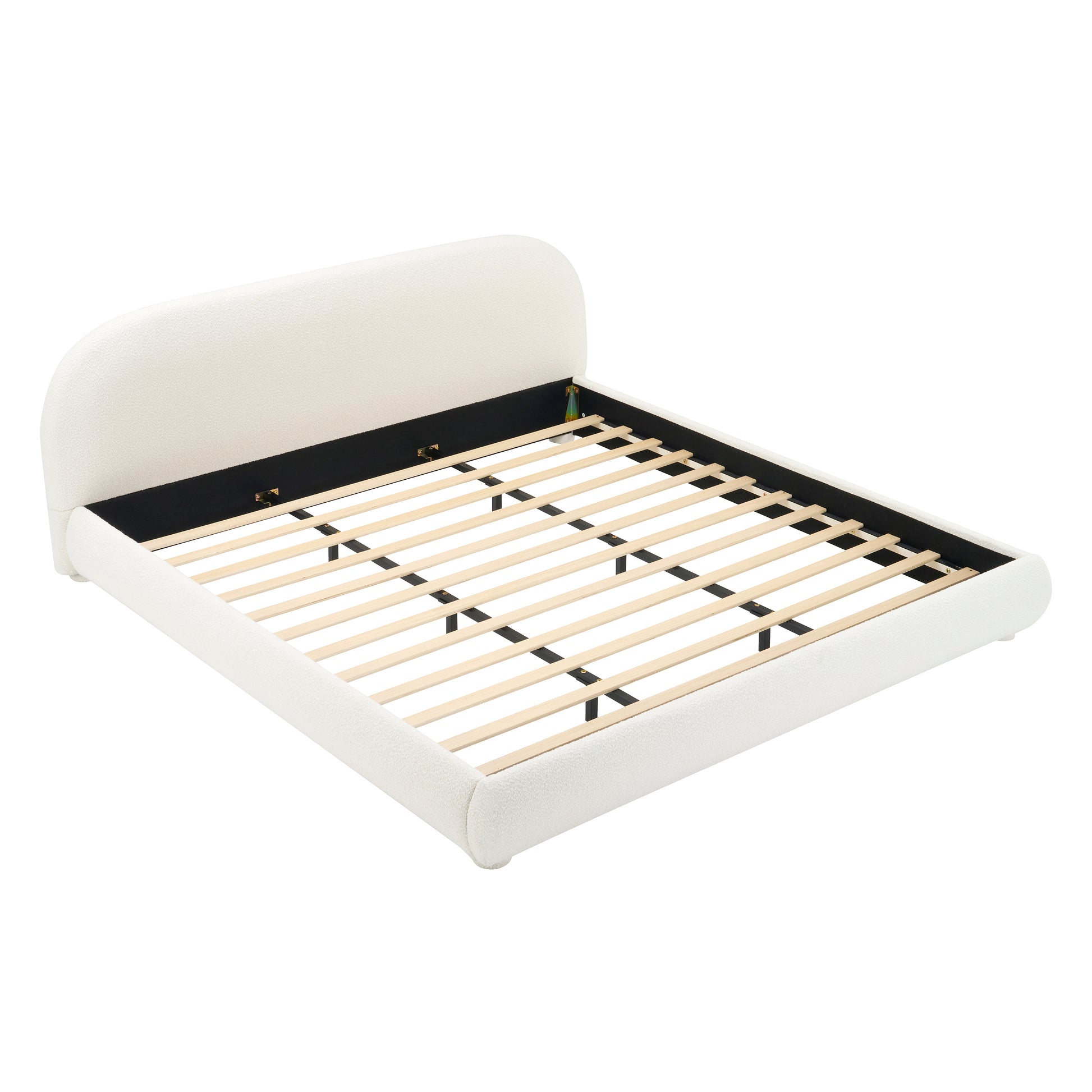 King Cream Fabric Bed Frame - Modern Bedroom Style