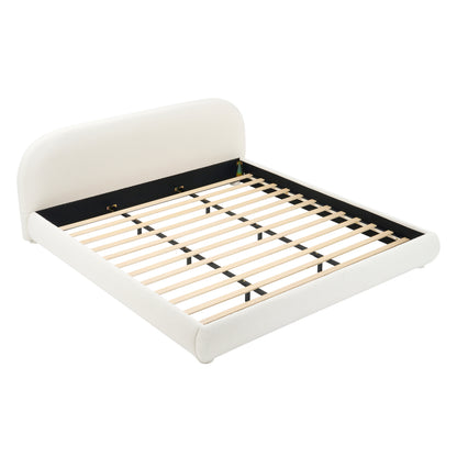 King Cream Fabric Bed Frame - Modern Bedroom Style