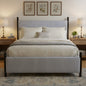 48-inch Striped Rubberwood Upholstered Bed,King