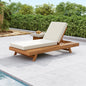 LOUNGE CHAISE SET, SPACE AVAILABLE ON ONE SIDE,ACACIA WOOD WITH WATER-RESISTANT LOUNGE CUSHIONS (CREAM & 4 INCH THICK) - MATCHING DARK GREY VERSION AVAILABLE