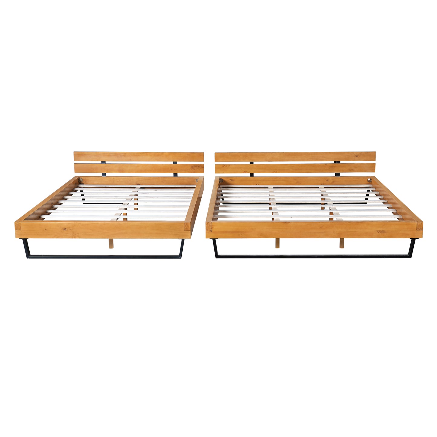 King Size Pine Wood Bed Frame - Natural & Black