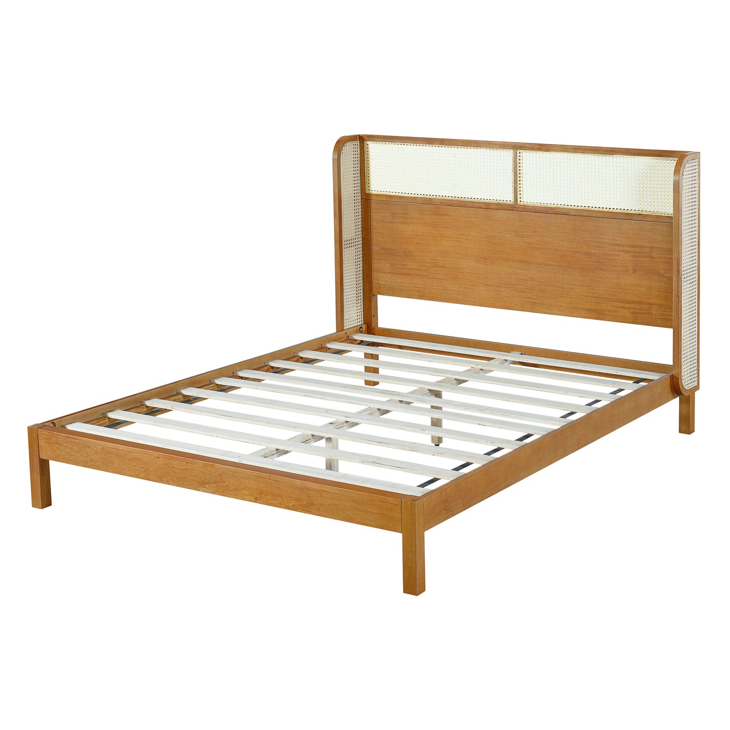 Queen Rubber Wood Platform Bed Frame - Natural Color