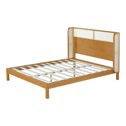 Queen Rubber Wood Platform Bed Frame - Natural Color