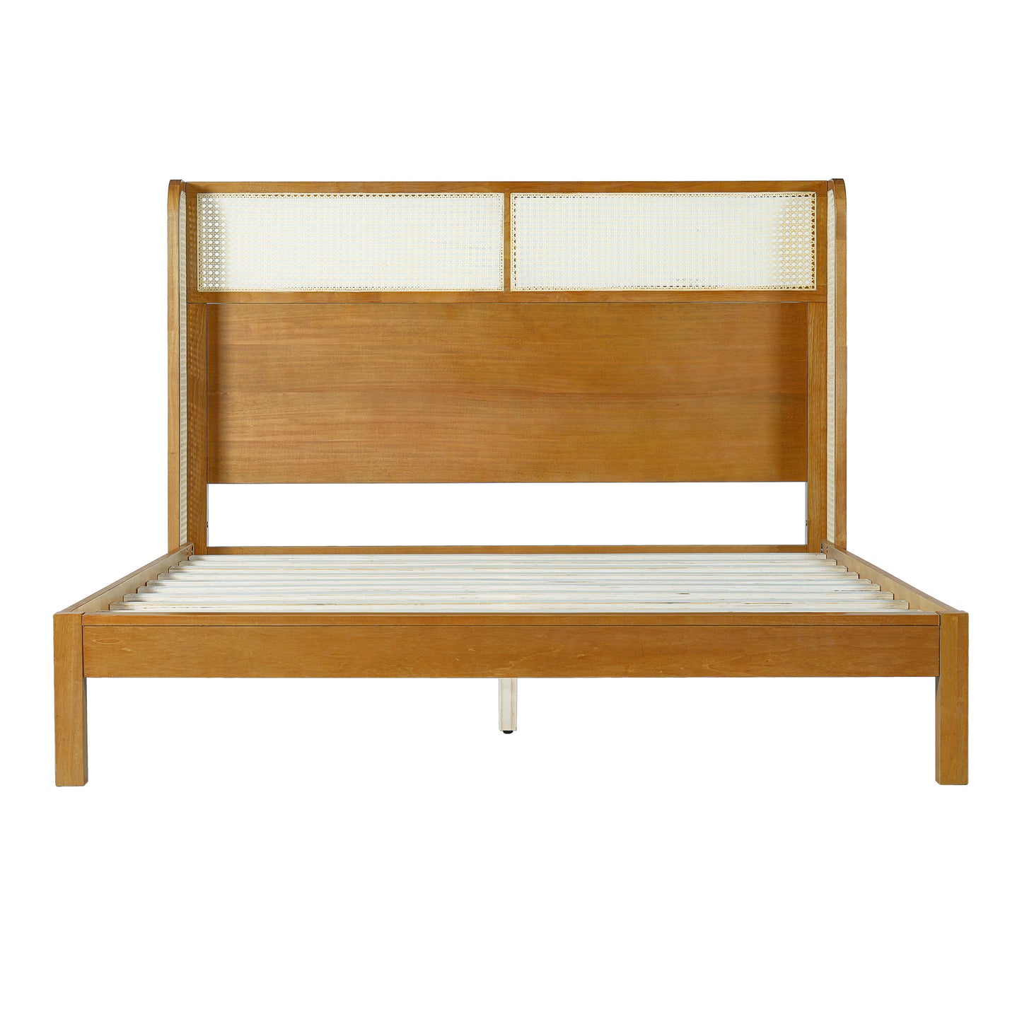 Queen Rubber Wood Platform Bed Frame - Natural Color
