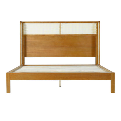 Queen Rubber Wood Platform Bed Frame - Natural Color