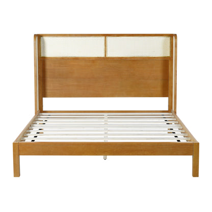 Queen Rubber Wood Platform Bed Frame - Natural Color