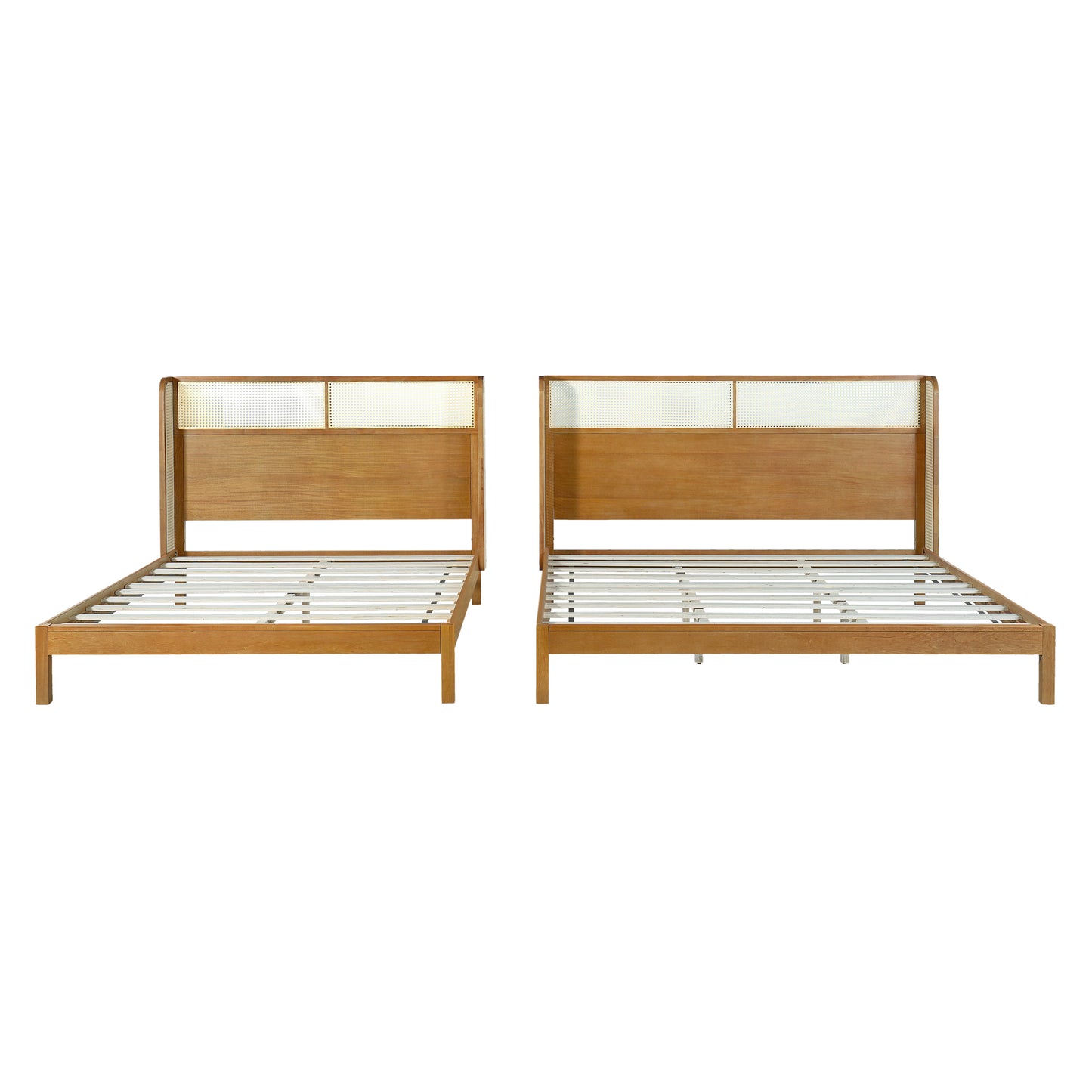 Queen Rubber Wood Platform Bed Frame - Natural Color