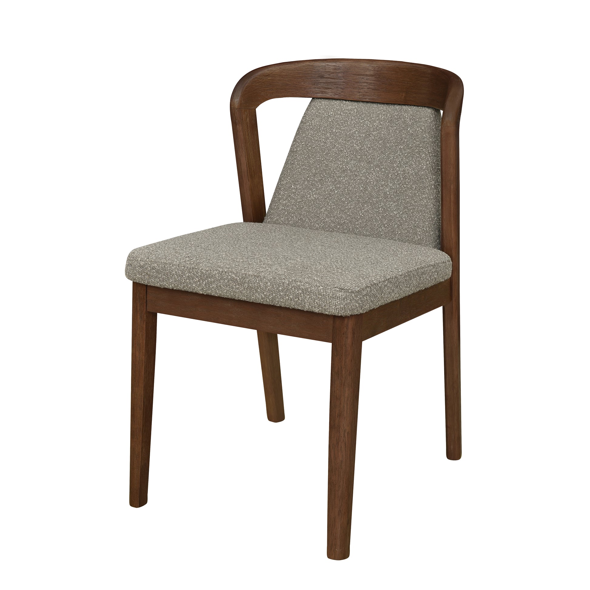 Upholstered Dining Chairs - Light Brown & Walnut Set of 2