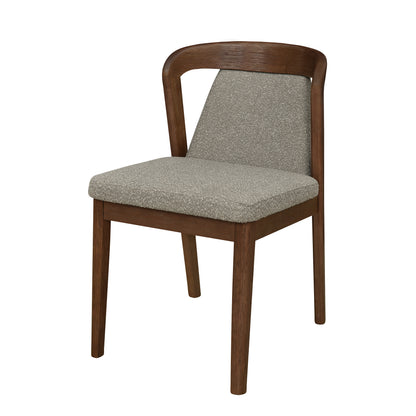 Upholstered Dining Chairs - Light Brown & Walnut Set of 2