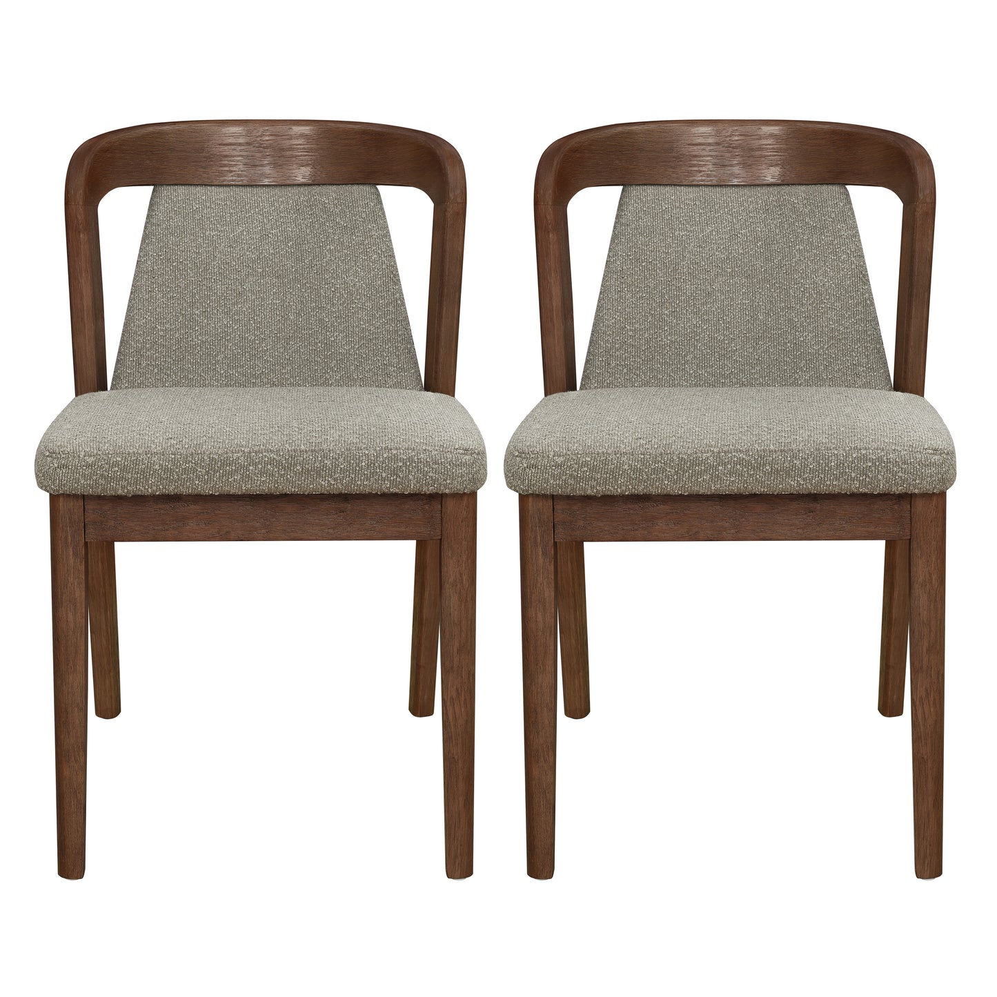 Upholstered Backrest Armless Dining Chairs (Walnut+Light Brown)