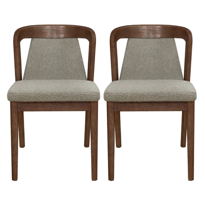 Upholstered Backrest Armless Dining Chairs (Walnut+Light Brown)