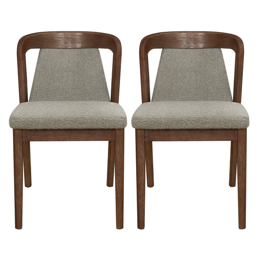 Upholstered Backrest Armless Dining Chairs (Walnut+Light Brown)