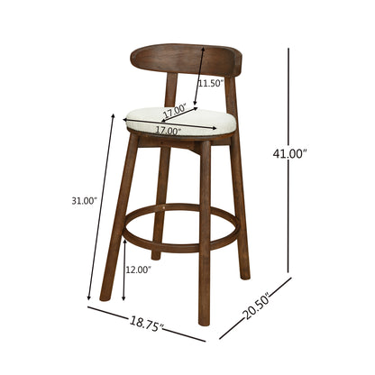 Beige Walnut Bar Stools - 41" Height Dining Stools