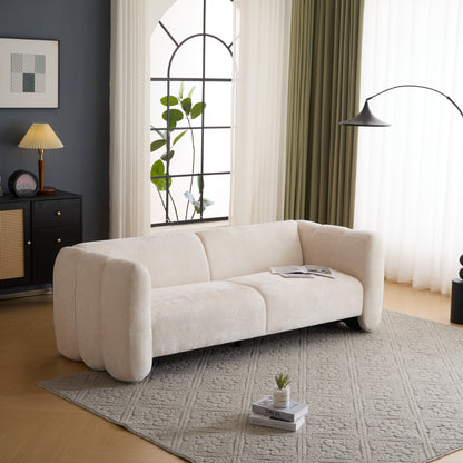 Tonson 83" 3-Seater Boucle Sofa,Wave Design, Living Rooms,Bedrooms,Apartment Office,BEIGE
