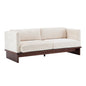 77 in. Square Arm Modern 3 Seater Boucle Sofa Upholstered Couch with Solid Wood Base, Beige