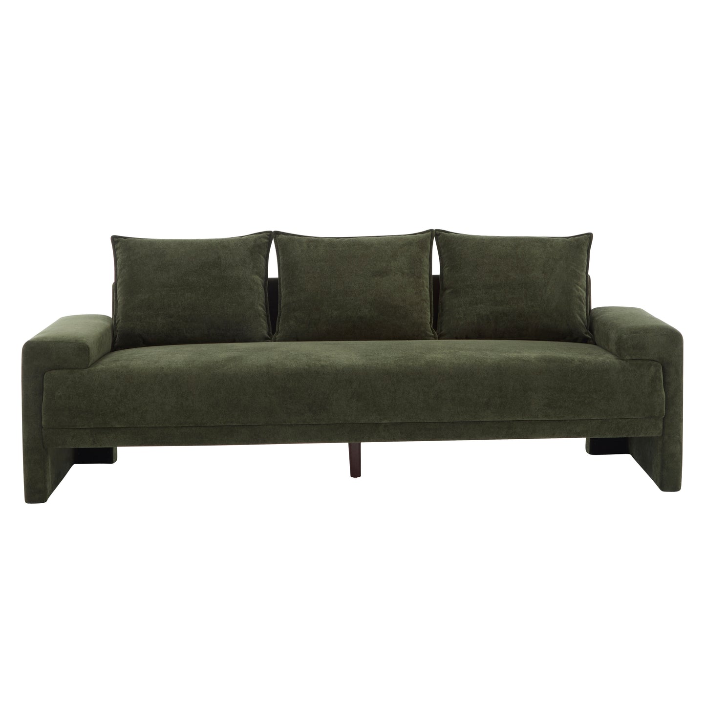Algora 84.5 in. 3 Seater Modern Upholstered Velvet Sofa,Moss Green