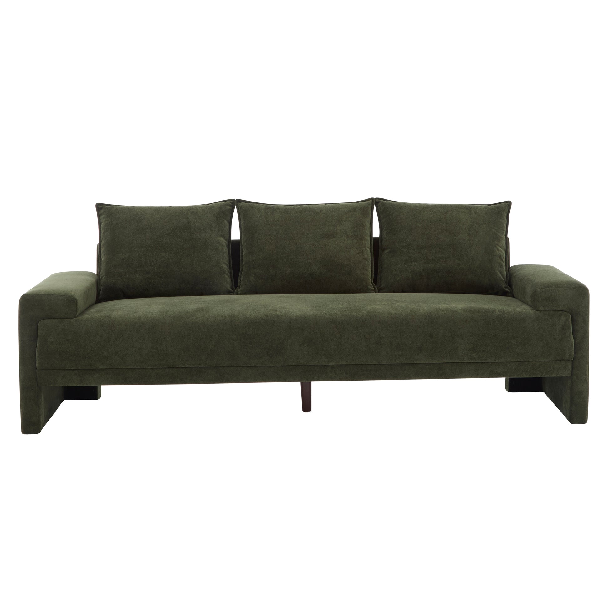 Algora 84.5 in. 3 Seater Modern Upholstered Velvet Sofa,Moss Green