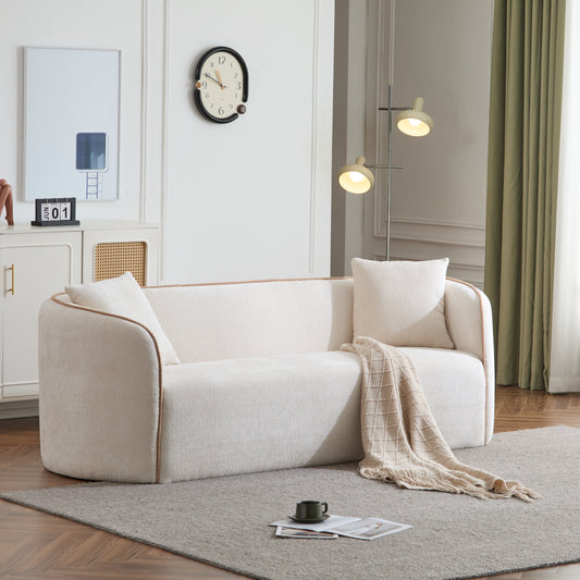 Coral 82" Curved Boucle Sofa,3-Seater,Living Rooms,Bedrooms,Apartment Office,BEIGE